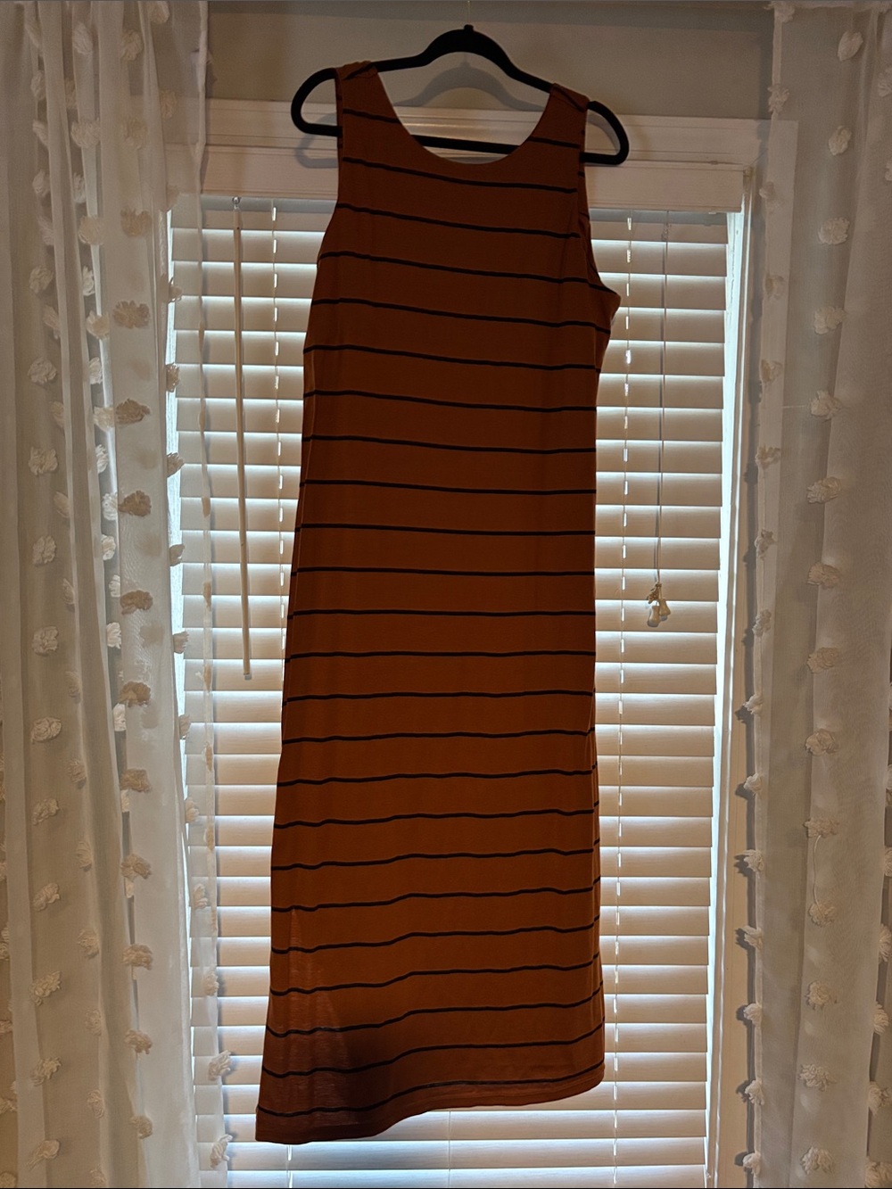 Sleeveless Striped Maxi Dress in Rust